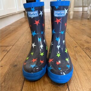 Hatley Blue and White Rain Boots Waterproof Pull-On